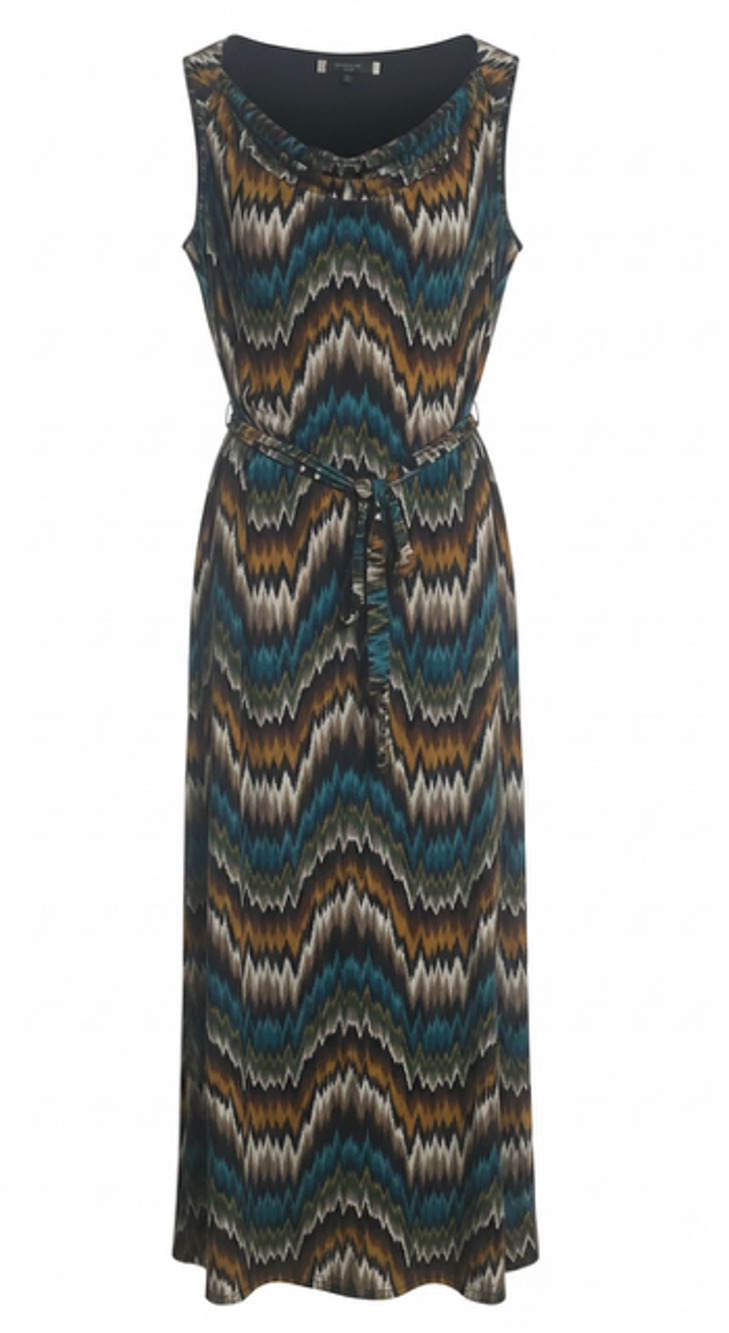 Women's lg sleeveless cowl neck straight dress with slits on each side